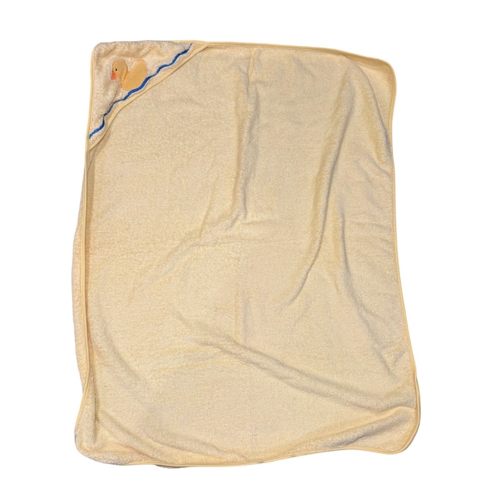 Carter's Duckie Hooded Baby Towel Yellow 100% Cotton One Size Unisex RARE - Picture 3 of 8